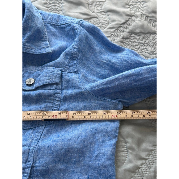 Jones New York Linen Denim-Style Jacket Light Blue Size L Button Front - Picture 7 of 8